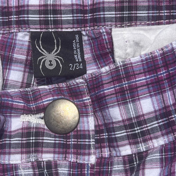 Spyder Purple Plaid Shorts Size 2 - Picture 3 of 4